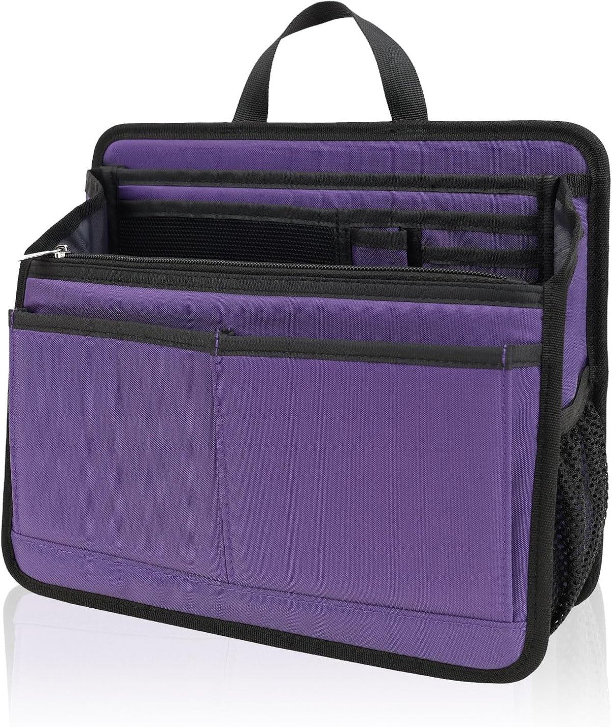 Small Rugged Organizer Insert for Briefcase Tote Shoulder Messenger Bag-19 Pockets,Padded Water-repellent Nylon-Black
