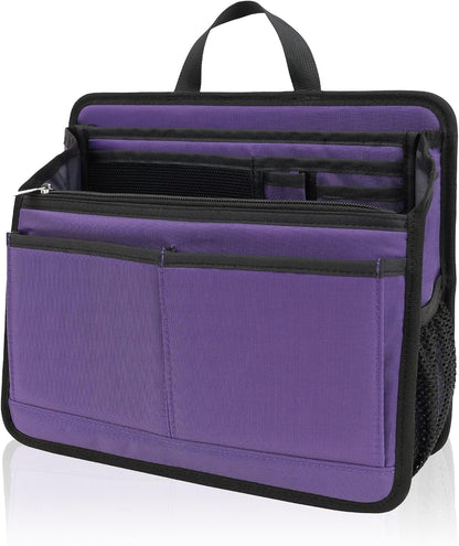 Small Rugged Organizer Insert for Briefcase Tote Shoulder Messenger Bag-19 Pockets,Padded Water-repellent Nylon-Black