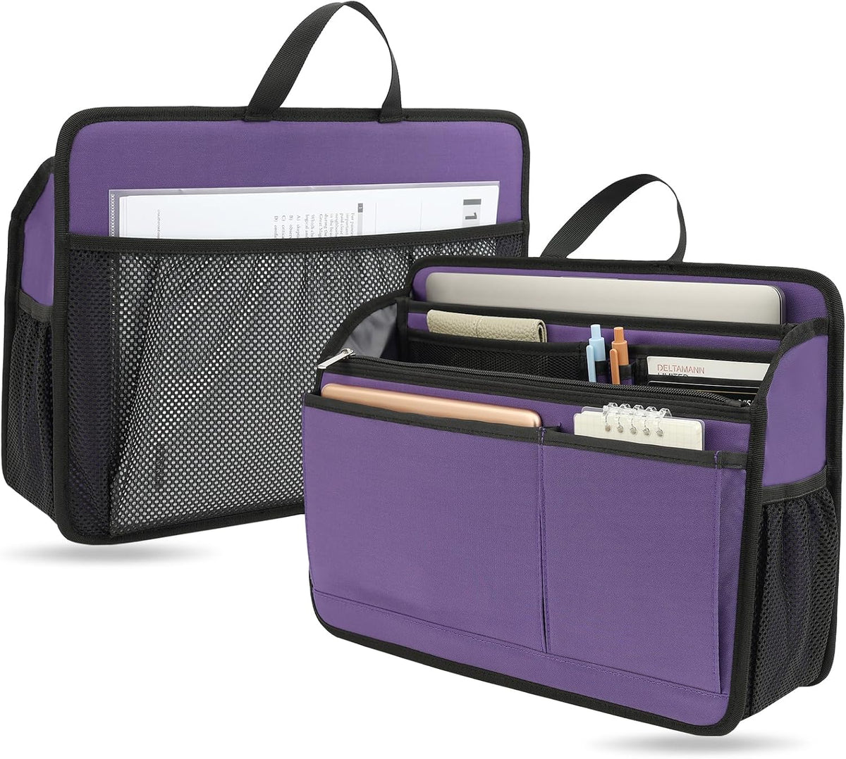 Small Rugged Organizer Insert for Briefcase Tote Shoulder Messenger Bag-19 Pockets,Padded Water-repellent Nylon-Black