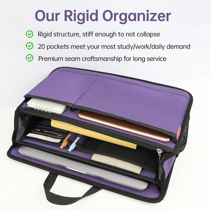 Small Rugged Organizer Insert for Briefcase Tote Shoulder Messenger Bag-19 Pockets,Padded Water-repellent Nylon-Black