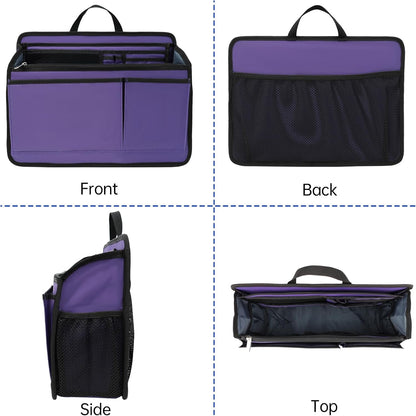 Small Rugged Organizer Insert for Briefcase Tote Shoulder Messenger Bag-19 Pockets,Padded Water-repellent Nylon-Black