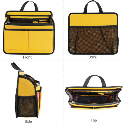 Small Rugged Organizer Insert for Briefcase Tote Shoulder Messenger Bag-19 Pockets,Padded Water-repellent Nylon-Black