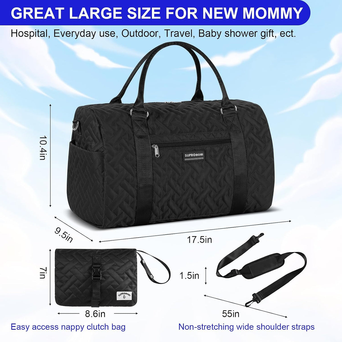 Shoulder Diaper Tote Mommy Bag for Boy Girl Twins