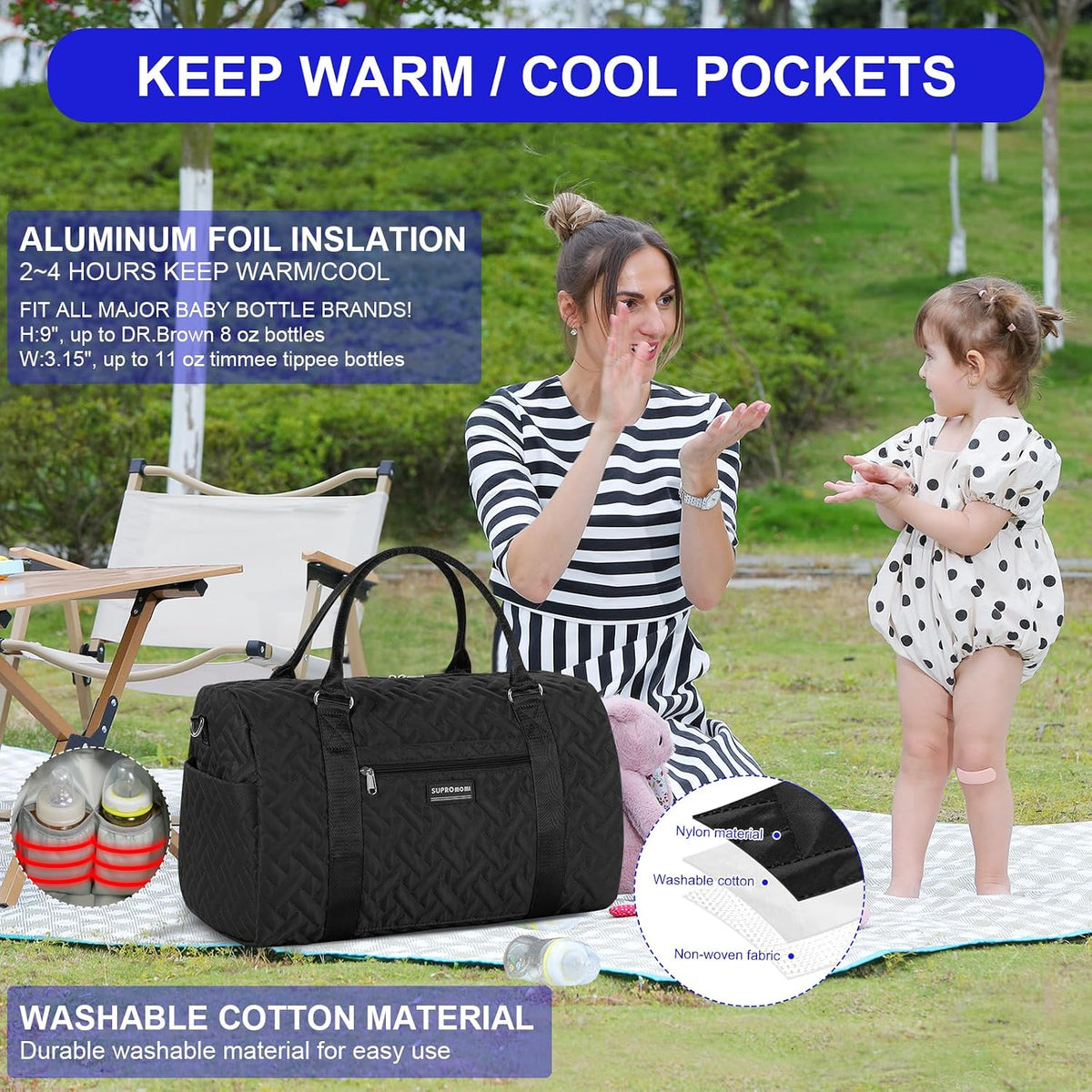Shoulder Diaper Tote Mommy Bag for Boy Girl Twins