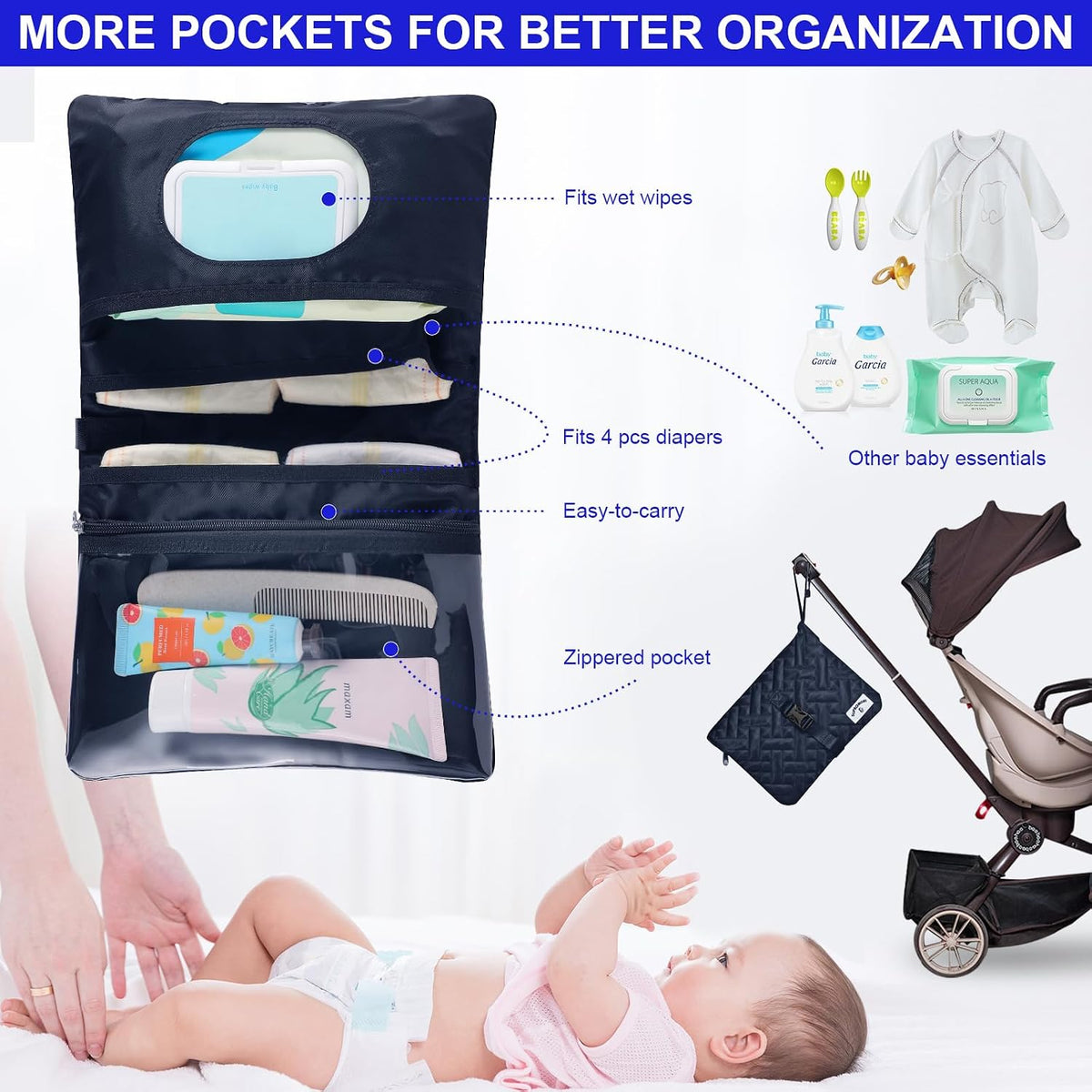 Shoulder Diaper Tote Mommy Bag for Boy Girl Twins