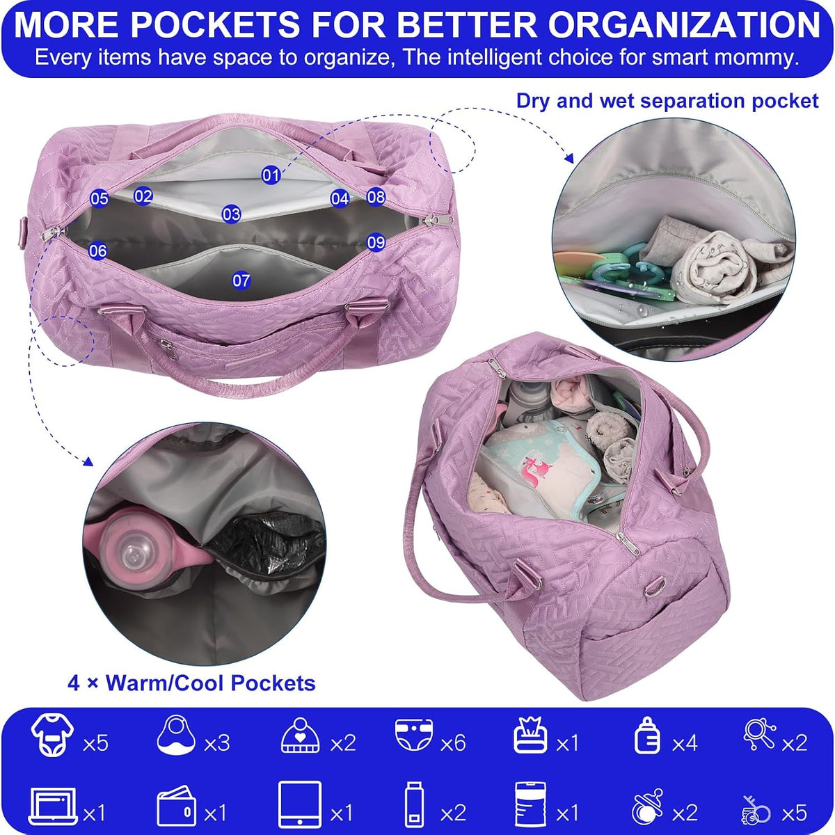 Shoulder Diaper Tote Mommy Bag for Boy Girl Twins