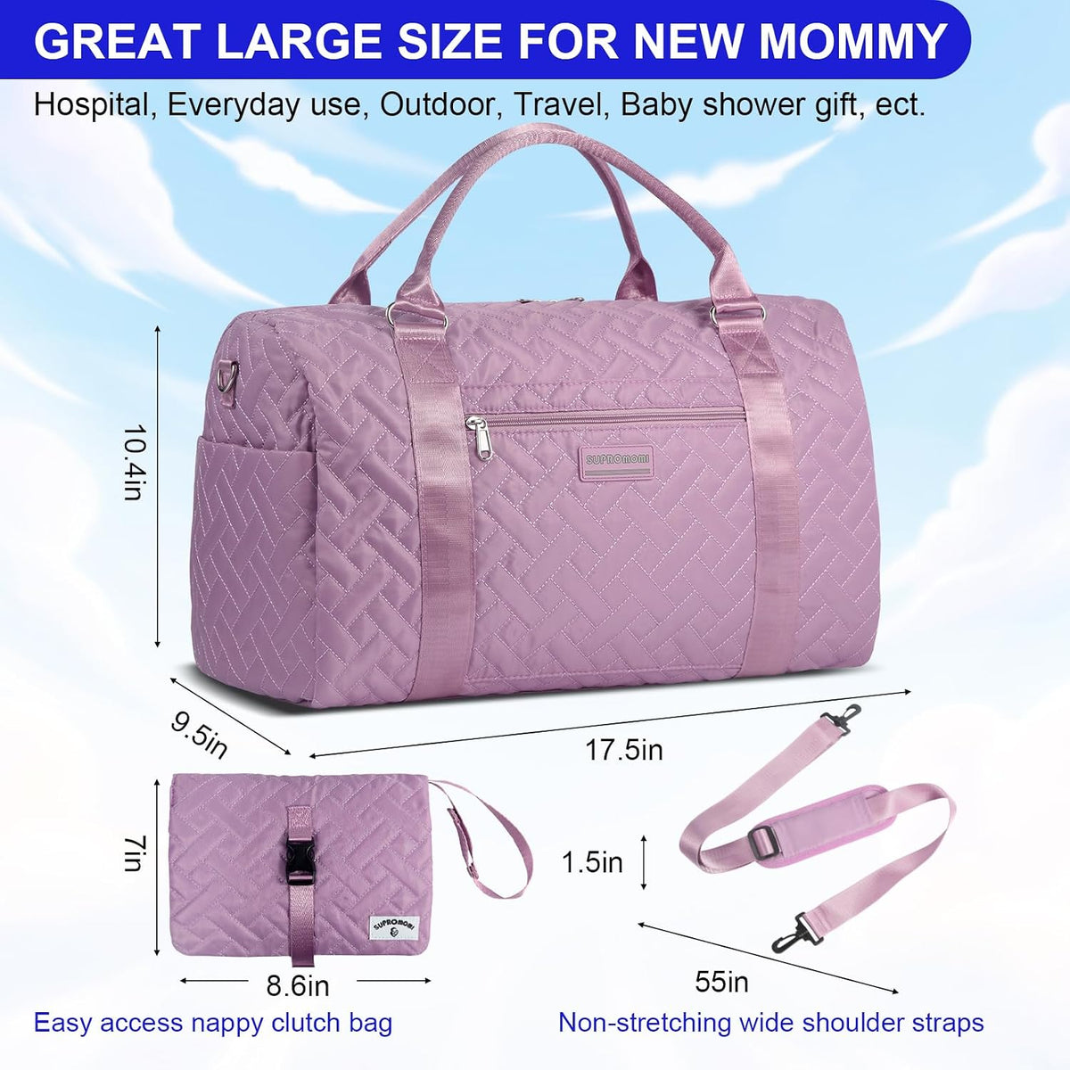 Shoulder Diaper Tote Mommy Bag for Boy Girl Twins