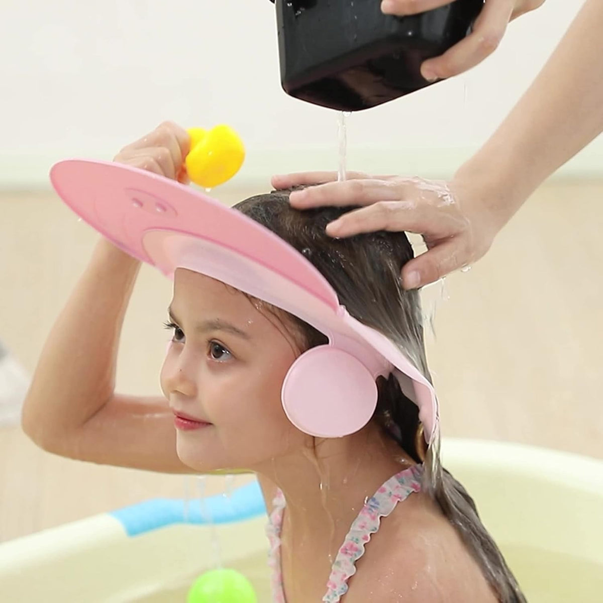 Baby shampoo cap shower visor shield hat kids bath Washing Hair rinser Prevents Water from Pooling in Face for To protect the eyes and ears of toddlers and children