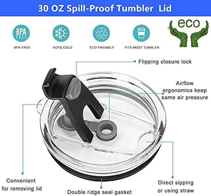 Tumbler Lid for 30 Oz,2 Replacement Lids for 30oz Stainless Steel Tumbler Travel Cup Yeti,Ozark Trails and more Cooler Cup, Flip-top Splash Proof (Black, 30 OZ)