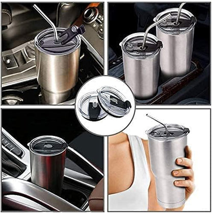 Tumbler Lid for 30 Oz,2 Replacement Lids for 30oz Stainless Steel Tumbler Travel Cup Yeti,Ozark Trails and more Cooler Cup, Flip-top Splash Proof (Black, 30 OZ)