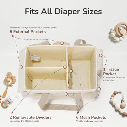 Baby Diaper Caddy Organizer, Large Portable Storage Basket for Newborn Essentials, Nursery Must-Have for Boys and Girls, Gift for Baby Shower and Registry Must-Have, Car and Travel Caddy