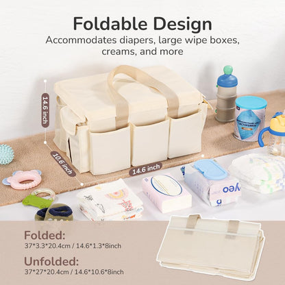 Baby Diaper Caddy Organizer, Large Portable Storage Basket for Newborn Essentials, Nursery Must-Have for Boys and Girls, Gift for Baby Shower and Registry Must-Have, Car and Travel Caddy
