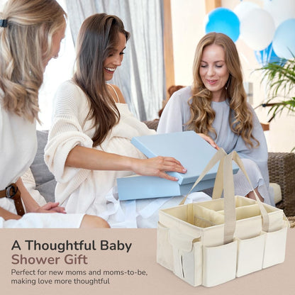 Baby Diaper Caddy Organizer, Large Portable Storage Basket for Newborn Essentials, Nursery Must-Have for Boys and Girls, Gift for Baby Shower and Registry Must-Have, Car and Travel Caddy