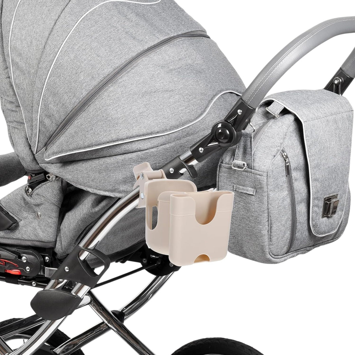Stroller Cup Holder Phone Holder and Bottle Organizer Rack Water Bottle Accessory Locking Easy Installation for Bikes Walkers Wheelchairs and Strollers