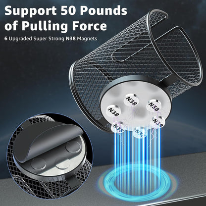 Large Desk Cup Holder, Fully Covered Anti-Spill Clip on Cup Holder | 3.95" Inner Diameter Clamp on Table, Office Gaming PC Desk Accessories, can Hold Universal Bottles, Mugs,Cans,Tumblers-Black