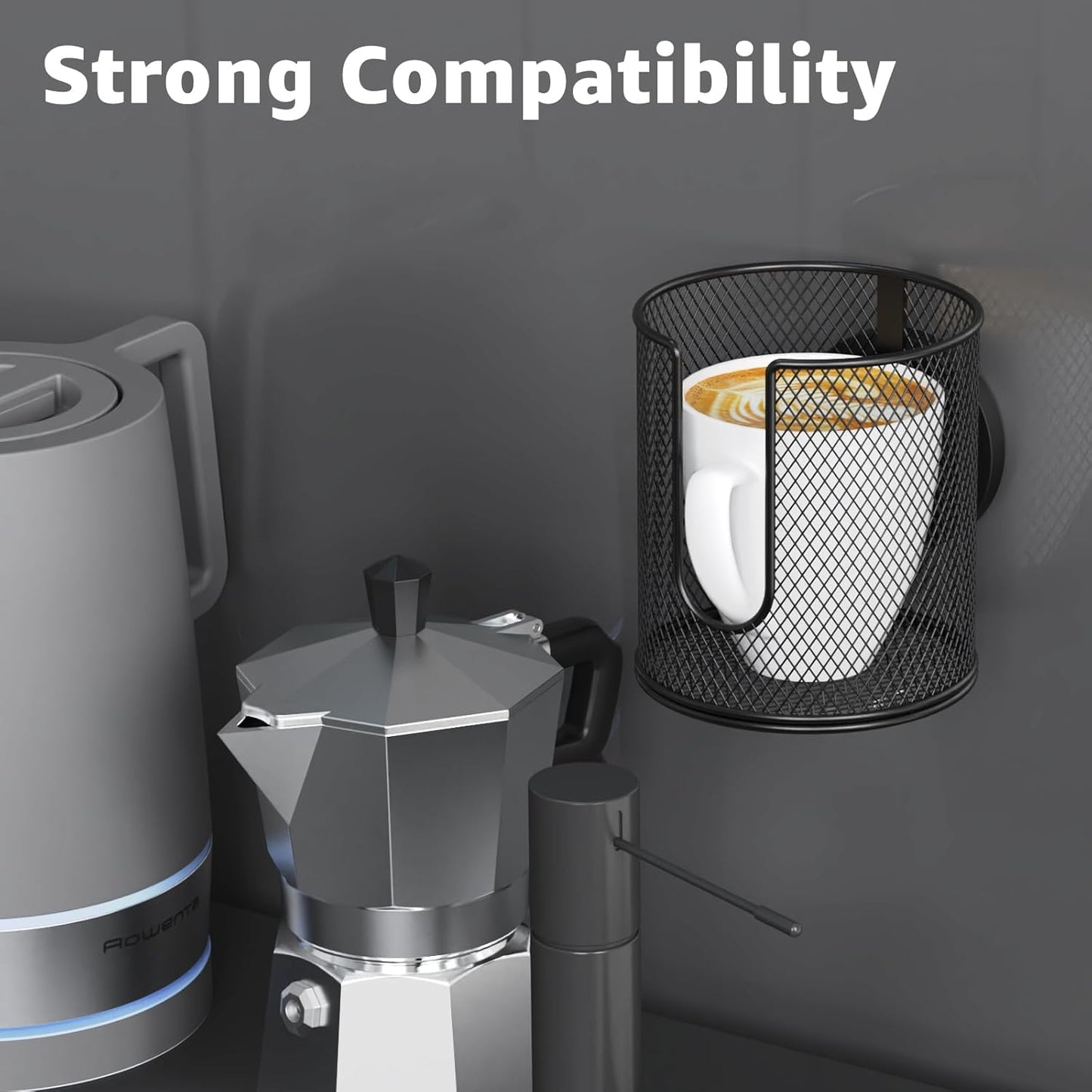 Large Desk Cup Holder, Fully Covered Anti-Spill Clip on Cup Holder | 3.95" Inner Diameter Clamp on Table, Office Gaming PC Desk Accessories, can Hold Universal Bottles, Mugs,Cans,Tumblers-Black