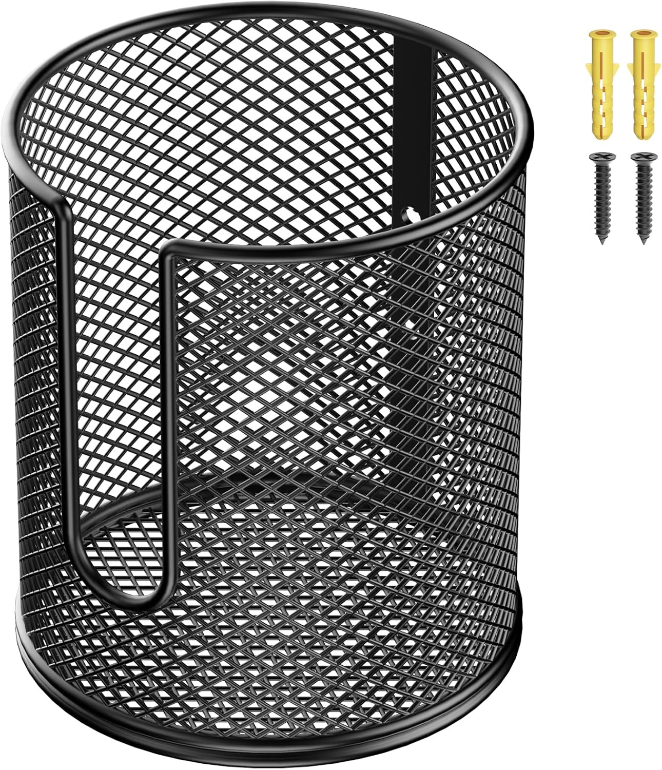 Large Desk Cup Holder, Fully Covered Anti-Spill Clip on Cup Holder | 3.95" Inner Diameter Clamp on Table, Office Gaming PC Desk Accessories, can Hold Universal Bottles, Mugs,Cans,Tumblers-Black