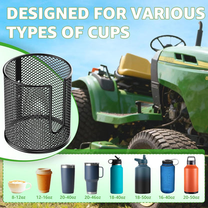 Large Desk Cup Holder, Fully Covered Anti-Spill Clip on Cup Holder | 3.95" Inner Diameter Clamp on Table, Office Gaming PC Desk Accessories, can Hold Universal Bottles, Mugs,Cans,Tumblers-Black