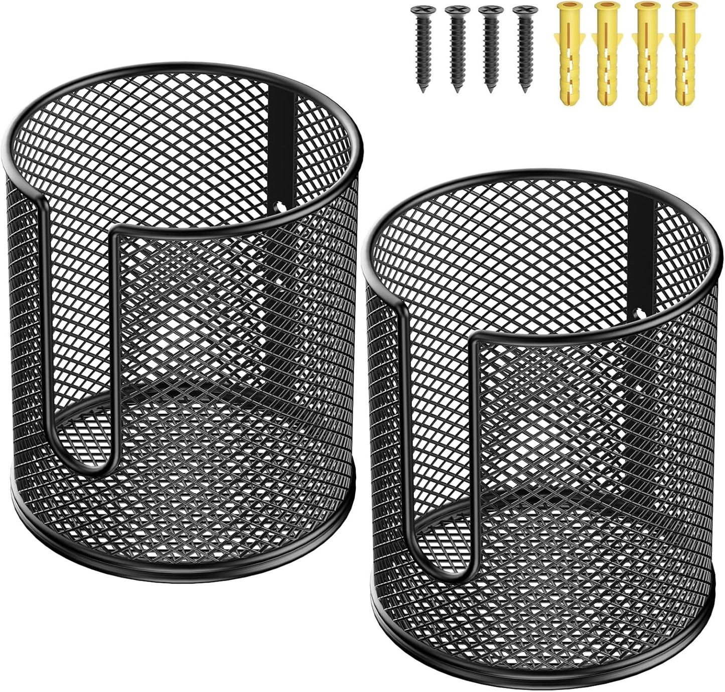 Large Desk Cup Holder, Fully Covered Anti-Spill Clip on Cup Holder | 3.95" Inner Diameter Clamp on Table, Office Gaming PC Desk Accessories, can Hold Universal Bottles, Mugs,Cans,Tumblers-Black