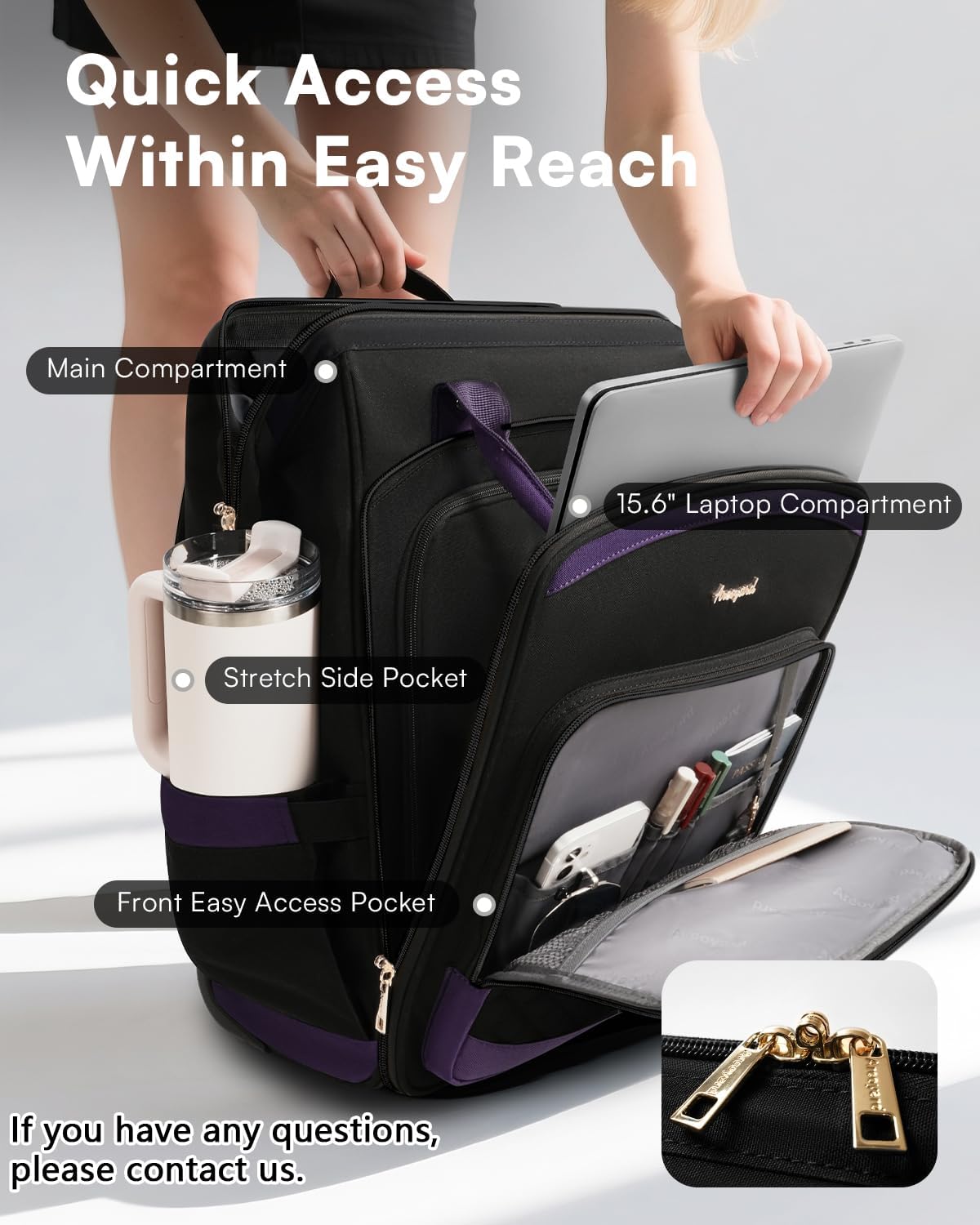 Rolling Backpack for Women, Travel Backpack with Wheels, Dual-Opening Wheeled Laptop Backpack, Stylish Rolling Laptop Bag, Overnight Underseat Carry on Luggage for College Business Work, Beige Brown