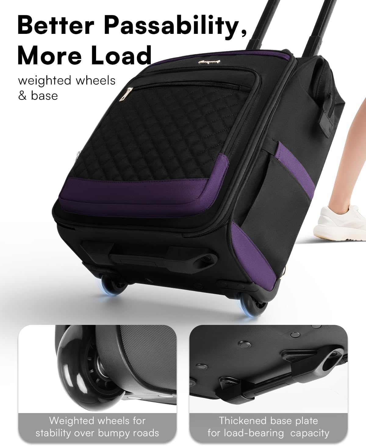 Rolling Backpack for Women, Travel Backpack with Wheels, Dual-Opening Wheeled Laptop Backpack, Stylish Rolling Laptop Bag, Overnight Underseat Carry on Luggage for College Business Work, Beige Brown