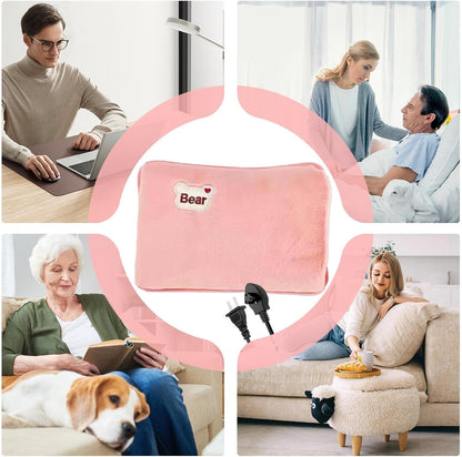 Rechargeable Electric Hot Water Bottle, Hot Water Bag, Leak-Proof Electric Hand Warmer, Soft & Cosy, Bed, Hand & Body Warmer, Hot-Water-Bottle with Soft Cover for Neck Shoulder Legs Waist
