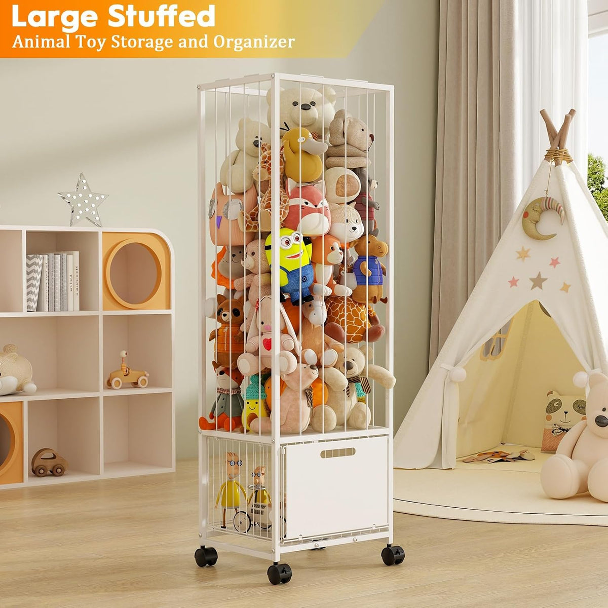 Metal Stuffed Animal Storage Zoo Toy Organizer, Large Plush Holder