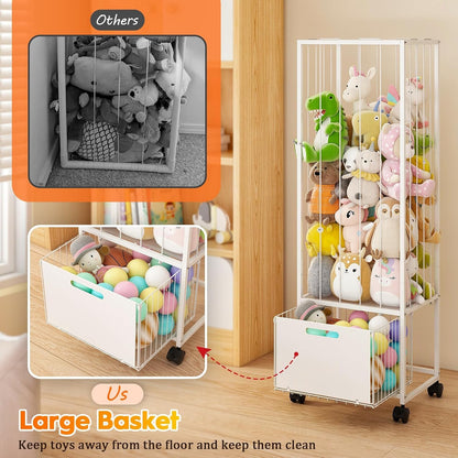Metal Stuffed Animal Storage Zoo Toy Organizer, Large Plush Holder