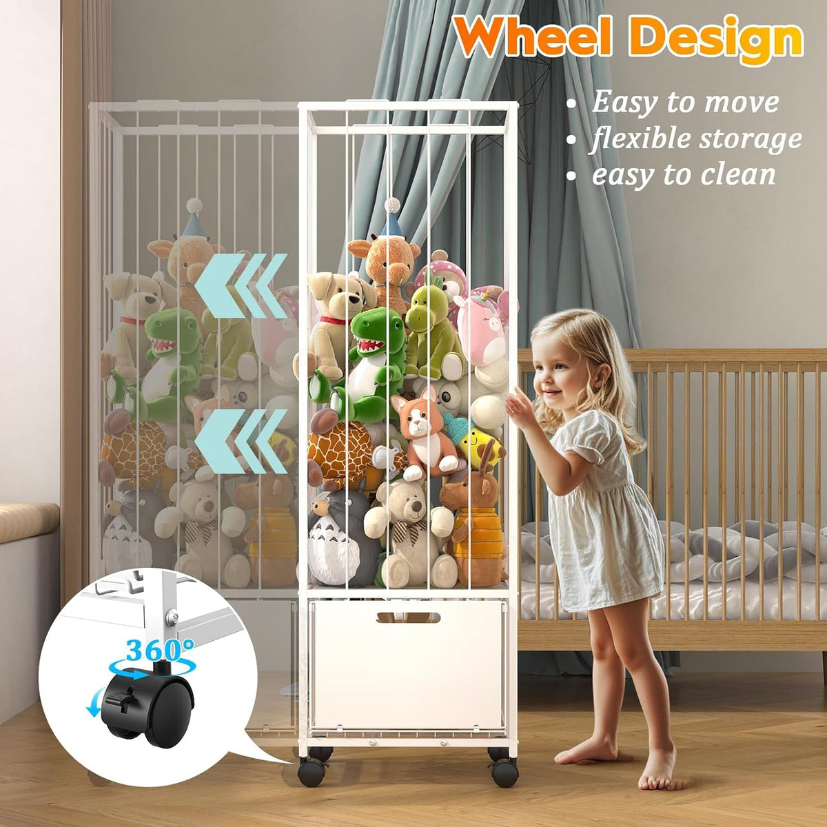 Metal Stuffed Animal Storage Zoo Toy Organizer, Large Plush Holder
