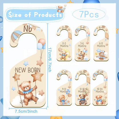 Baby Closet Dividers 7PCS Bear Wood Nursery Organizer