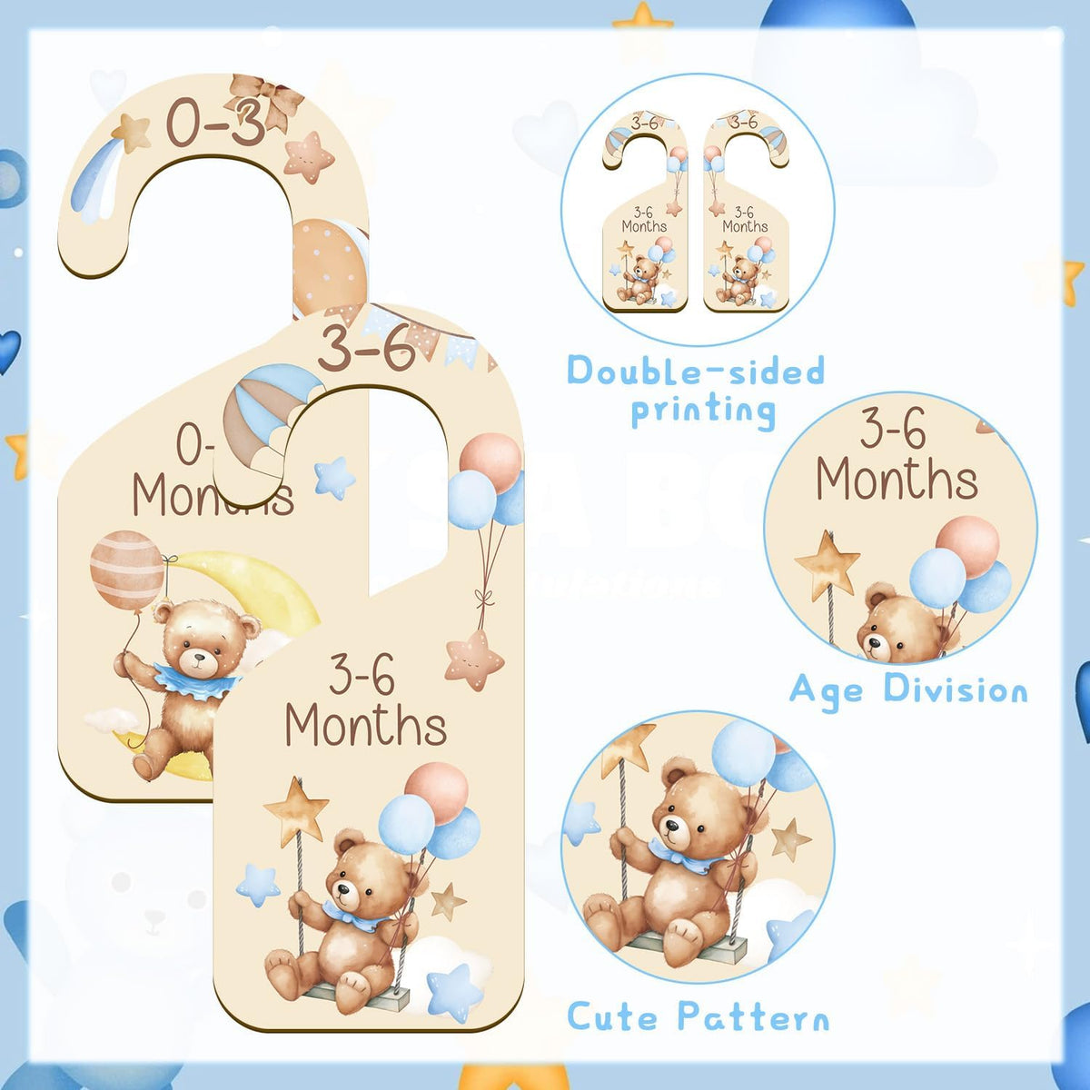 Baby Closet Dividers 7PCS Bear Wood Nursery Organizer