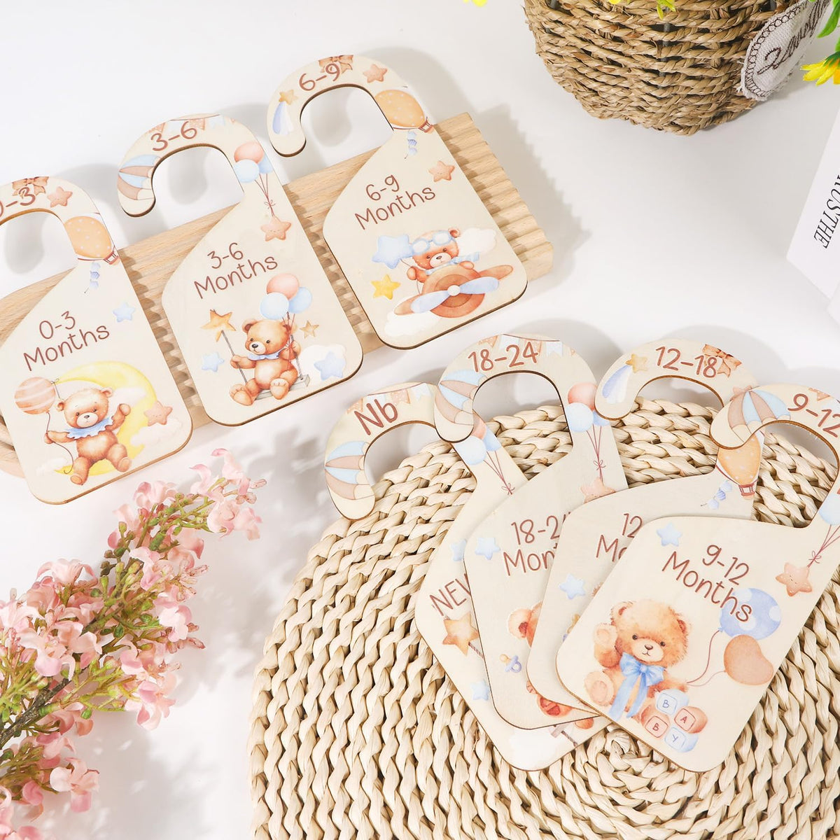 Baby Closet Dividers 7PCS Bear Wood Nursery Organizer