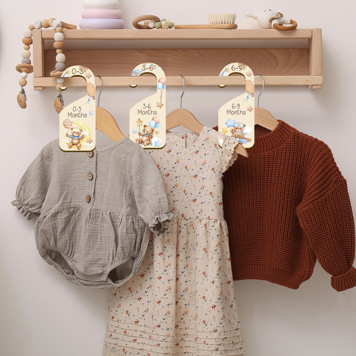 Baby Closet Dividers 7PCS Bear Wood Nursery Organizer