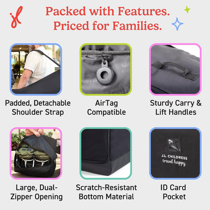 J.L. Childress Universal Stroller Travel Bag for Airplane, Medium, Unpadded