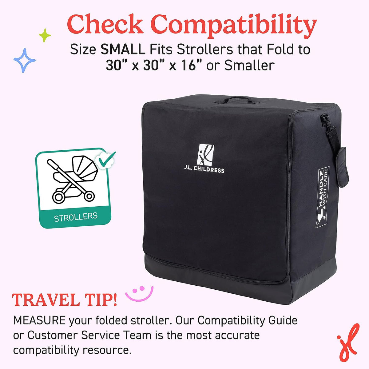 J.L. Childress Universal Stroller Travel Bag for Airplane, Medium, Unpadded