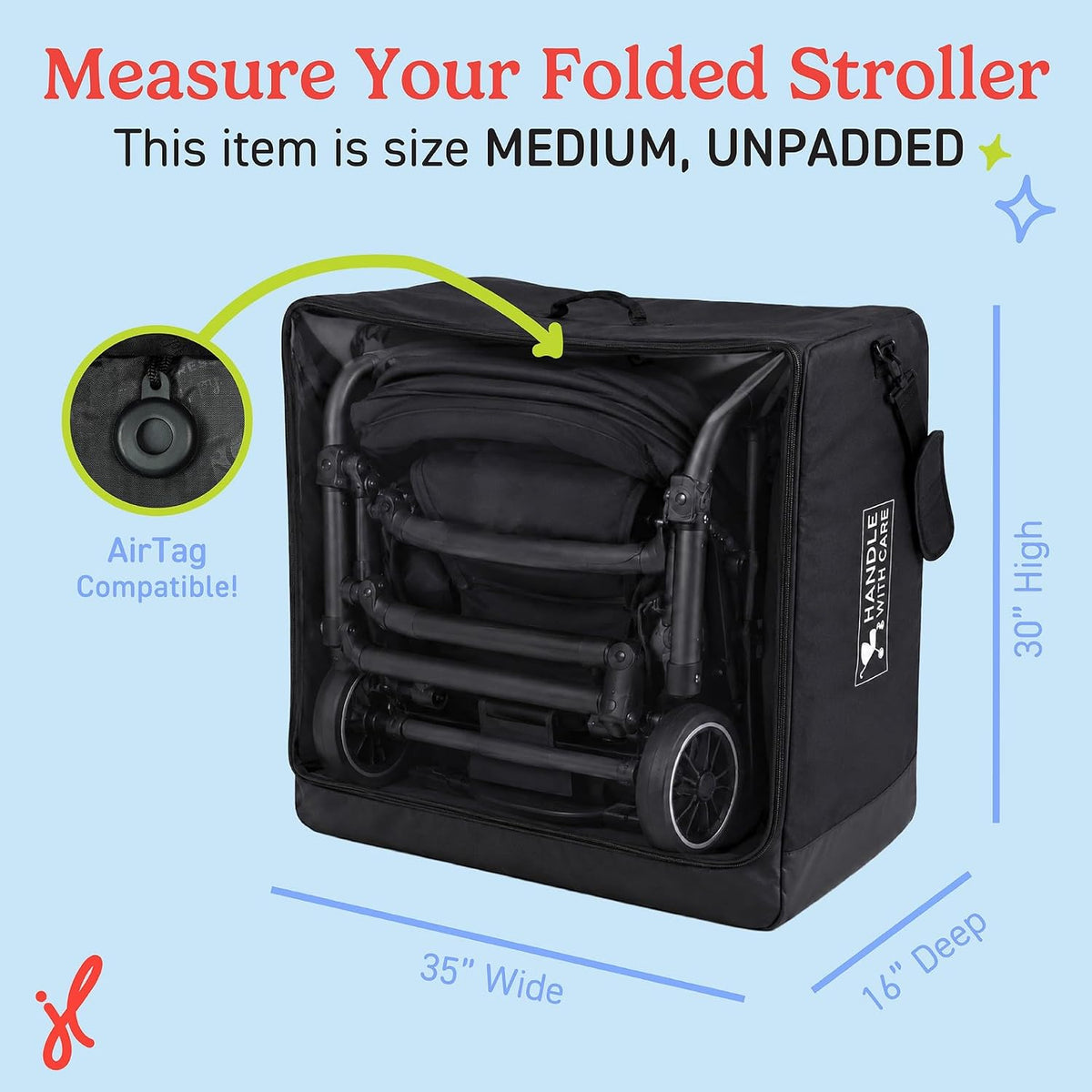 J.L. Childress Universal Stroller Travel Bag for Airplane, Medium, Unpadded