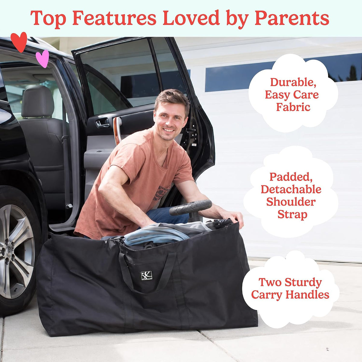 J.L. Childress Universal Stroller Travel Bag for Airplane, Medium, Unpadded