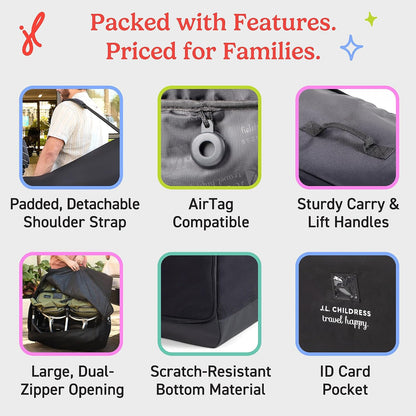 J.L. Childress Universal Stroller Travel Bag for Airplane, Medium, Unpadded