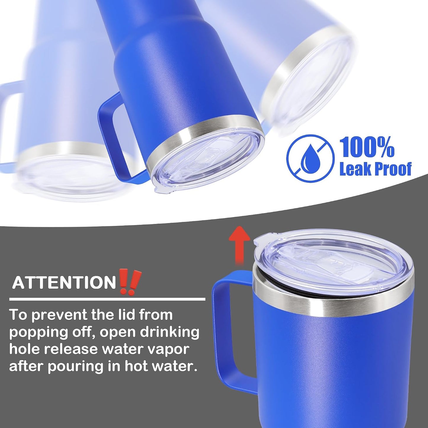 20 oz Tumbler with Handle, Coffee Tumblers with Lid Tavel Mug Navy 1P