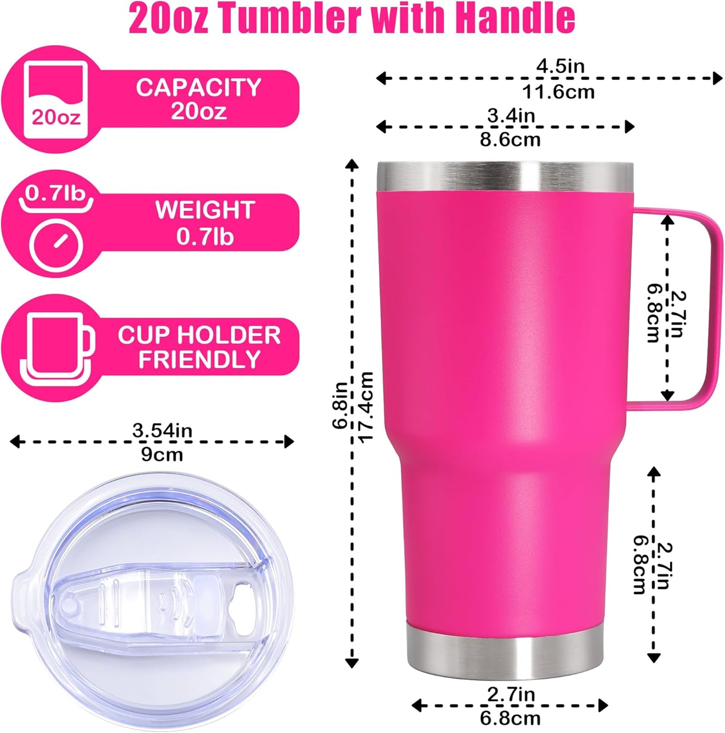 20 oz Tumbler with Handle, Coffee Tumblers with Lid Tavel Mug Navy 1P