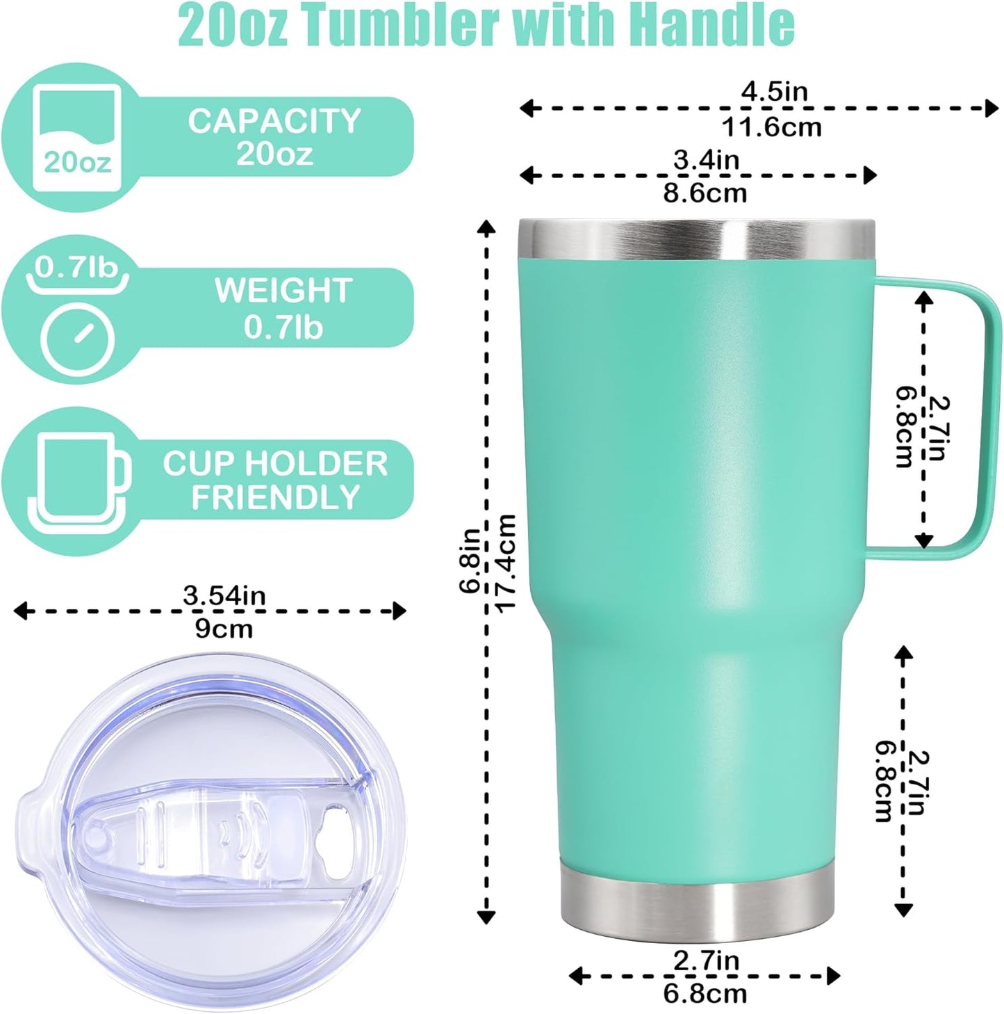 20 oz Tumbler with Handle, Coffee Tumblers with Lid Tavel Mug Navy 1P