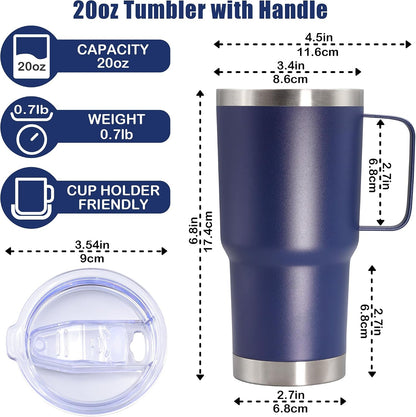 20 oz Tumbler with Handle, Coffee Tumblers with Lid Tavel Mug Navy 1P