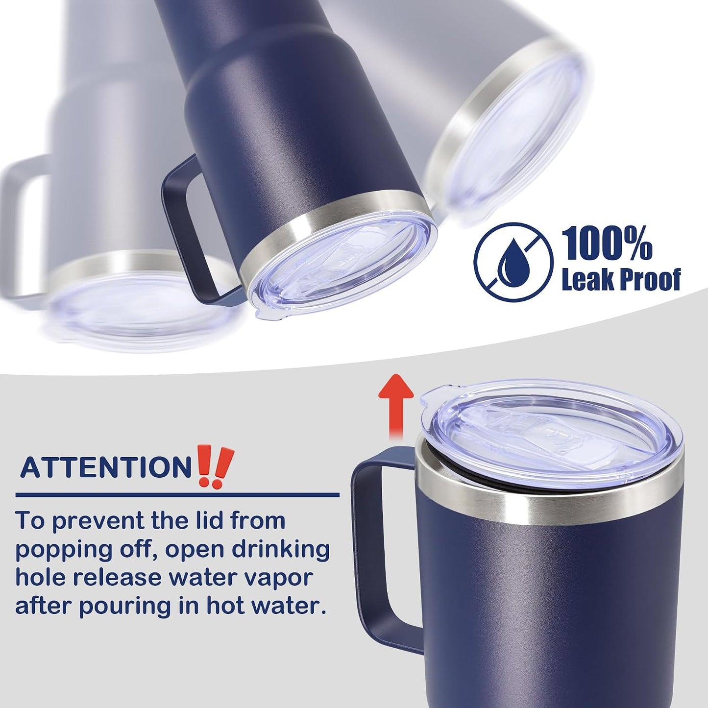 20 oz Tumbler with Handle, Coffee Tumblers with Lid Tavel Mug Navy 1P