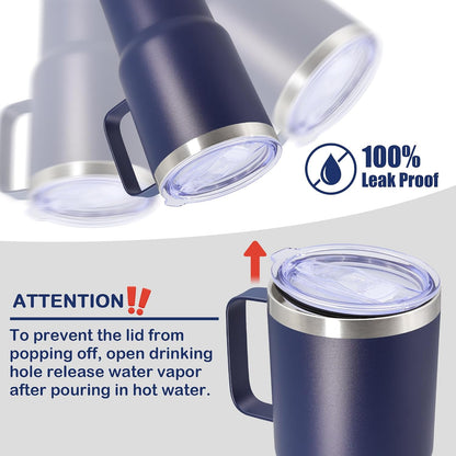 20 oz Tumbler with Handle, Coffee Tumblers with Lid Tavel Mug Navy 1P
