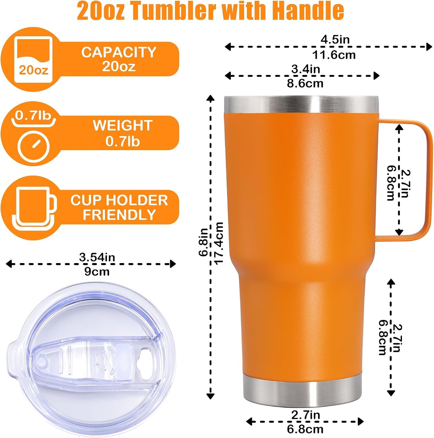 20 oz Tumbler with Handle, Coffee Tumblers with Lid Tavel Mug Navy 1P