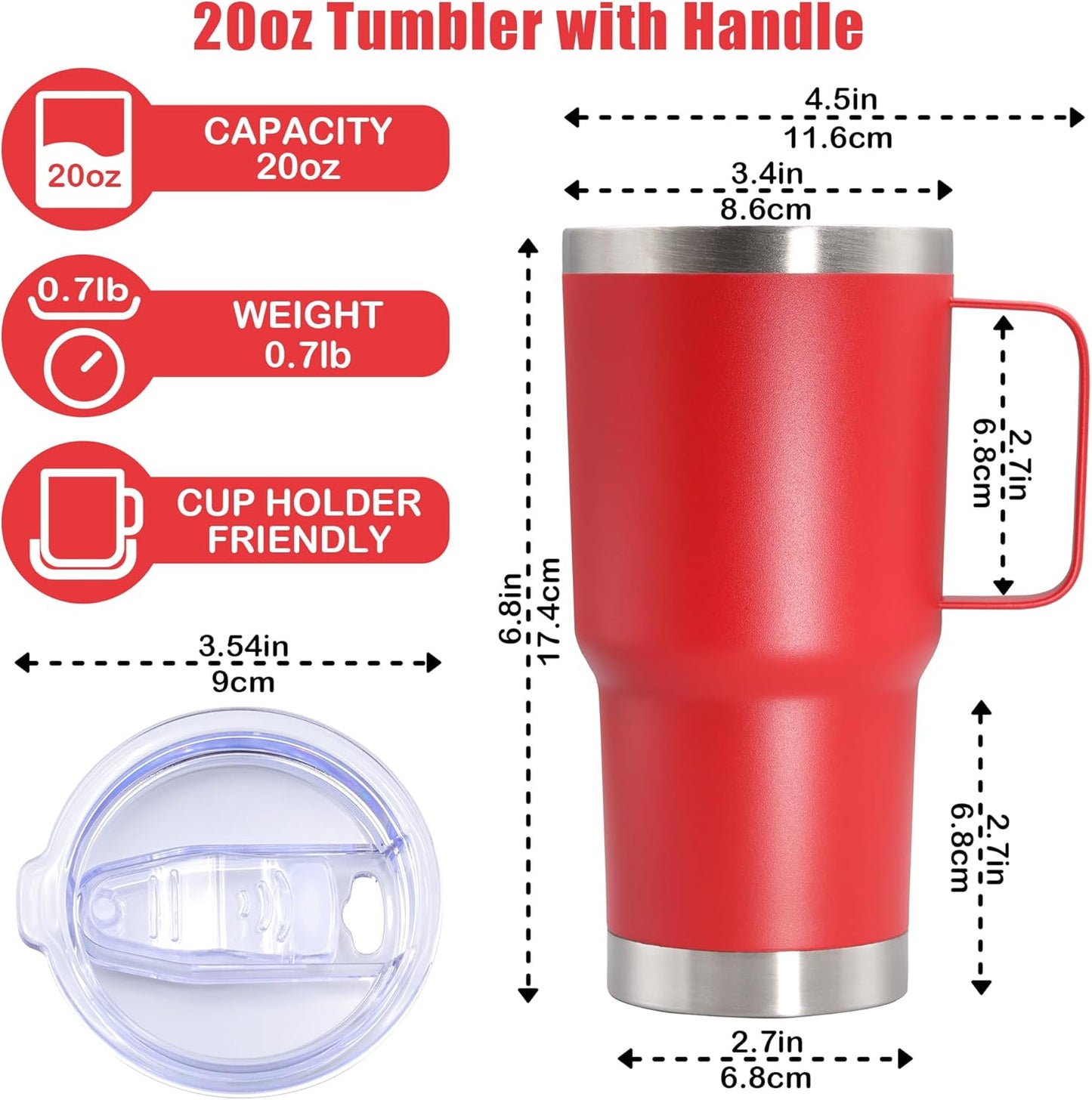 20 oz Tumbler with Handle, Coffee Tumblers with Lid Tavel Mug Navy 1P
