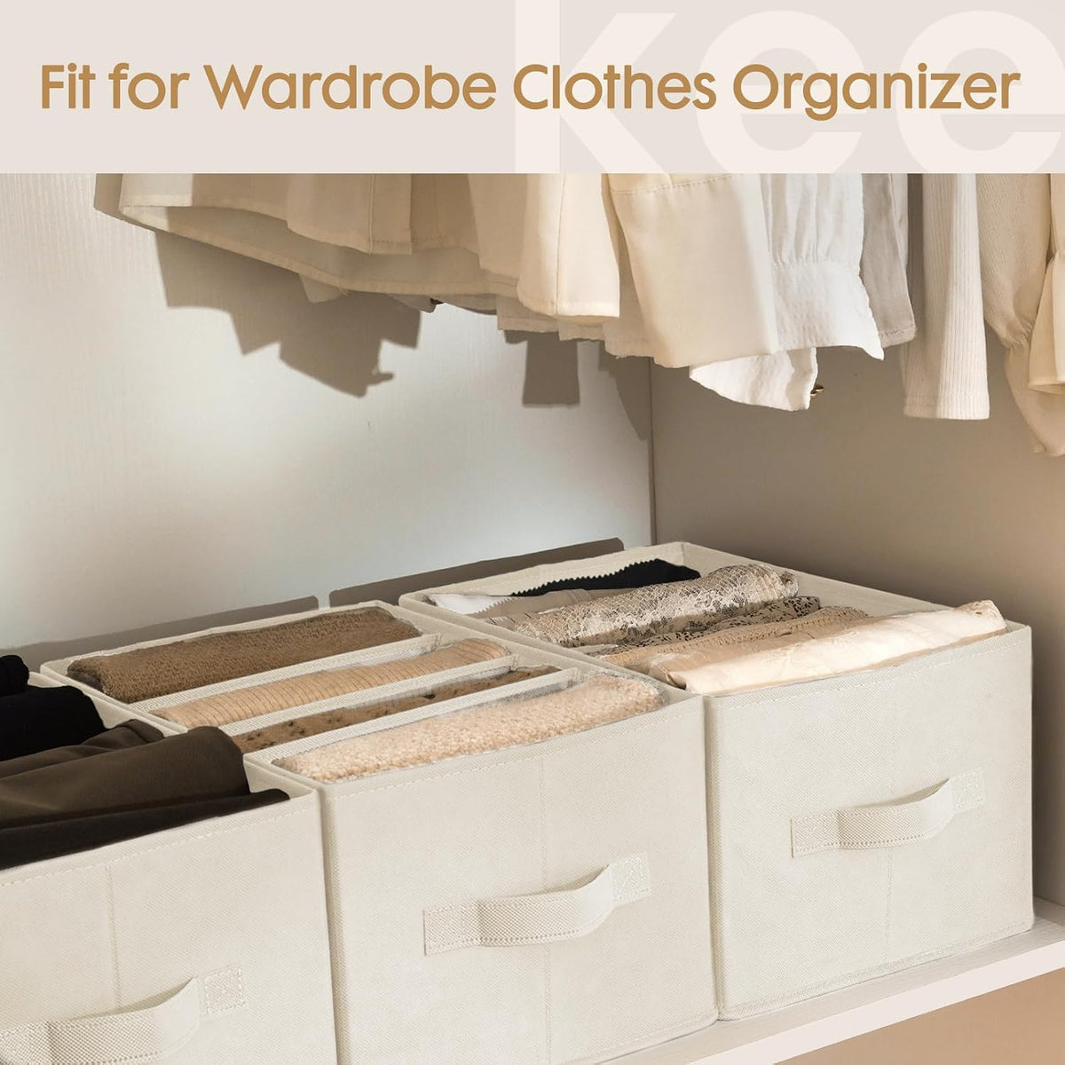 6 Pack Large Clothes Organizer, Wardrobe Closet Organizer and Storage with Handles, Foldable Fabric Closet Organizers Dividers for Clothing, Pants, Jeans, Sweater, T-shirts, Grey