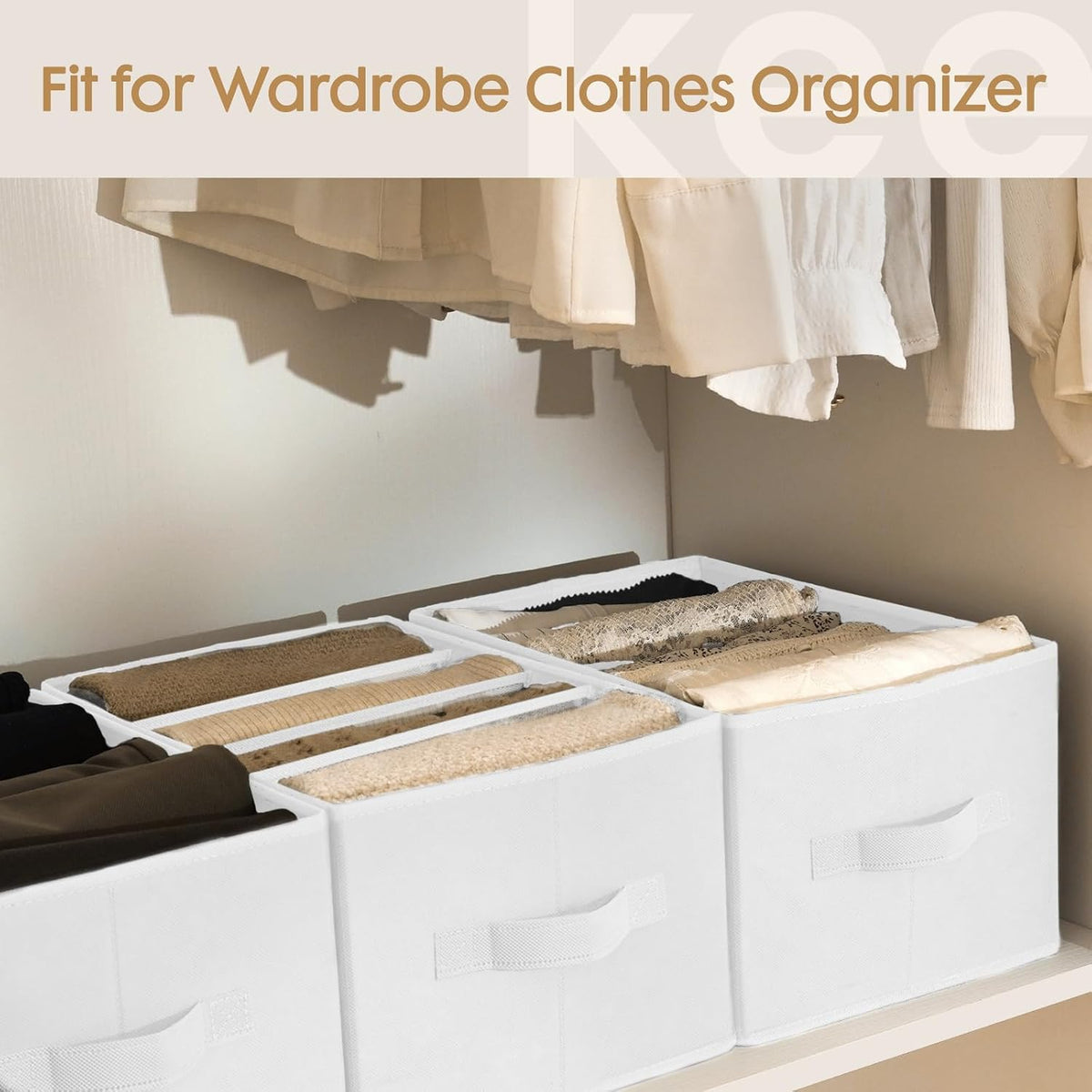 6 Pack Large Clothes Organizer, Wardrobe Closet Organizer and Storage with Handles, Foldable Fabric Closet Organizers Dividers for Clothing, Pants, Jeans, Sweater, T-shirts, Grey