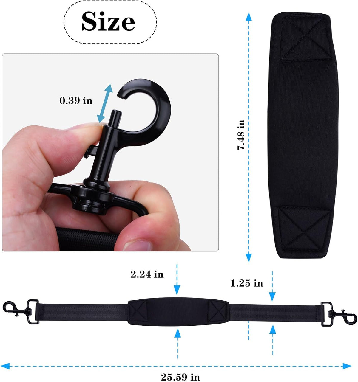 Stroller Straps for Babyzen Yoyo,Yoy2,Yoy3,Yoya,Yuyu,Zoe, Stroller Carry Strap for Parents, Airplane Travel,Outdoor,RV (Black)