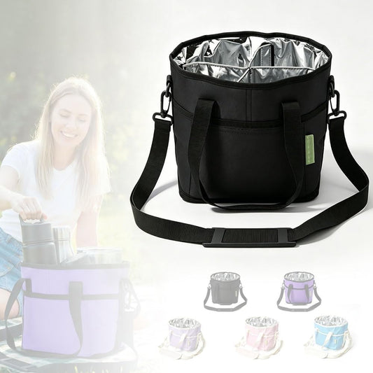 Insulated Drink Carrier Bag for 4 Cups, Water Resistant Multiple Tumbler Tote with Adjustable Shoulder Strap, Leakproof Reusable Coffee Caddy for Travel and Outings (Blue)